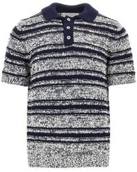 Amaranto - Striped Mouliné Knitted Polo Shirt - Lyst