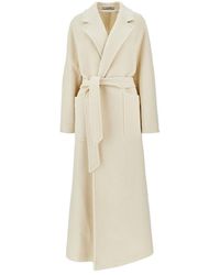 Tagliatore - Long Wool Coat With Belt - Lyst