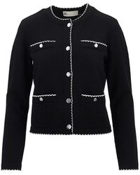 Tory Burch - 'Kendra' Cardigan With Scalloped Edges - Lyst