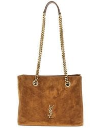 Saint Laurent - Suede Leather Small 'Niki' Shopping Bag - Lyst