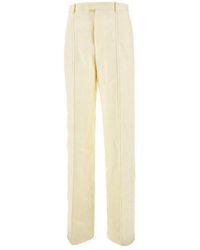 Bottega Veneta - Straight Leg Linen Pants - Lyst