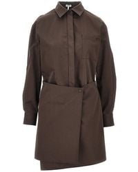 Loewe - Cotton And Silk Mini Shirt Dress - Lyst