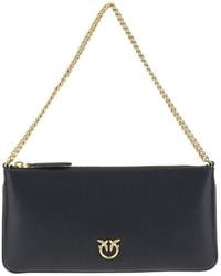 Pinko - Leather Flat Pouch With Chain - Lyst