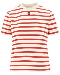Tory Burch - Striped T-Shirt With Logo Detail - Lyst