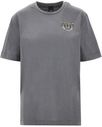 Pinko - Jewelled Logo Embroidery T-Shirt - Lyst
