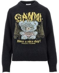 Ganni - 'Forest Teddy' Wool-Blend Sweater - Lyst