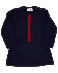 Gucci - Wool Mini Dress With Web Intarsia Kids - Lyst