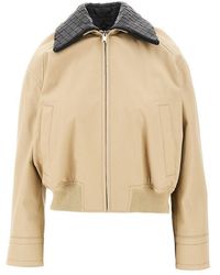 Bottega Veneta - Twill Bomber Jacket With Intrecciato Collar - Lyst