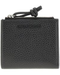 Emporio Armani - Grained Leather Bi-Fold Wallet - Lyst