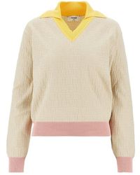 Fendi - Ff Jacquard Cotton And Silk Sweater - Lyst