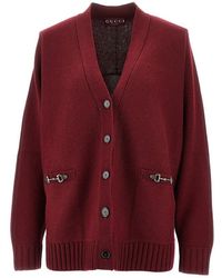 Gucci - Cardigan Oversize Con Dettagli Morsetto Donna - Lyst