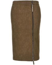 Pinko - Faux Nubuck Leather Pencil Skirt - Lyst