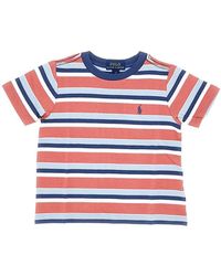 Ralph Lauren - Striped Cotton T-Shirt With Logo Embroidery Kids - Lyst