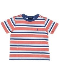 Ralph Lauren - Striped Cotton T-Shirt With Logo Embroidery Kids - Lyst