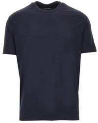 Emporio Armani - Stretch Jersey T-Shirt With Eagle Embroidery - Lyst