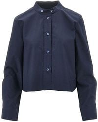 Emporio Armani - Mandarin Collar Poplin Shirt - Lyst