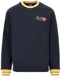 EA7 - Cotton Sweatshirt With Logo Print - Lyst