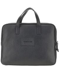 Emporio Armani - Grained Leather Business Bag - Lyst