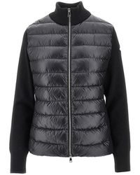 Moncler - Wool And Padded Nylon Cardigan - Lyst