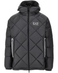 EA7 - Downjacket With Logo Print - Lyst