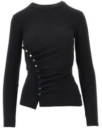 Rabanne - Draped Jersey Top With Press-Studs - Lyst