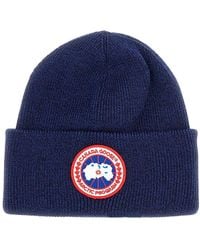 Canada Goose - Wool Beanie Hat With Logo Patch - Lyst