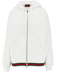 Gucci - Felpa Full-Zip Con Dettaglio Web Donna - Lyst