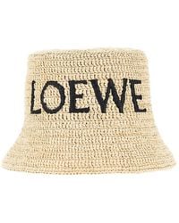 Loewe - Raffia Bucket Hat With Logo - Lyst