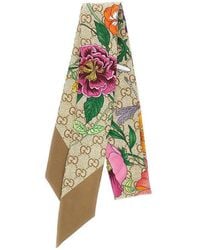 Gucci - Silk Scarf With Flora Motif - Lyst
