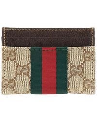 Gucci - Gg Fabric Card Holder With Web Ribbon - Lyst