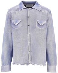 Amaranto - Distressed-Effect Knitted Overshirt - Lyst