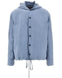 Emporio Armani - Icon Linen Hooded Blouson Jacket - Lyst