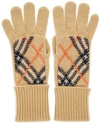 Burberry - Cashmere-Blend Check Knit Gloves - Lyst