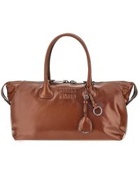 Miu Miu - Glossy Leather Bag With Embossed Logo - Lyst