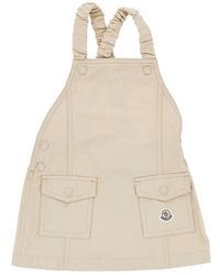 Moncler - Cotton-Blend Mini Dress With Logo Kids - Lyst