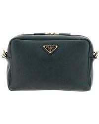 Prada - Leather Crossbody Bag With Triangle Logo - Lyst