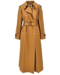 Chloé - Gabardine Trench Coat With Leather Details - Lyst
