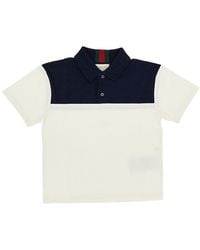 Gucci - Stretch Cotton Polo Shirt With Web Ribbon Kids - Lyst