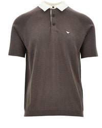 Emporio Armani - Knitted Polo Shirt With Contrasting Collar - Lyst