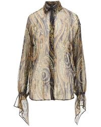 Etro - Lurex Pinstriped Paisley Silk Shirt - Lyst