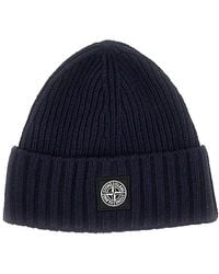 Stone Island - Knitted Beanie Hat With Logo Patch Kids - Lyst