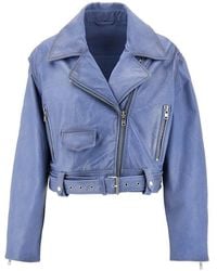 S.W.O.R.D - Suede Leather Cropped Biker Jacket - Lyst