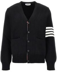 Thom Browne - Cotton Cardigan With 4 Bar Detail - Lyst