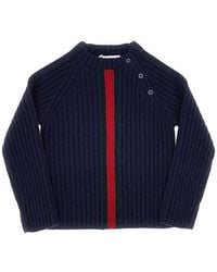 Gucci - Wool Sweater With Web Ribbon Kids - Lyst