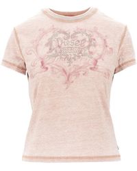 DIESEL - Strass-Embellished Burnout-Effect T-Shirt - Lyst