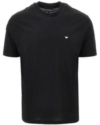 Emporio Armani - Lyocell And Cotton Blend T-Shirt With Logo - Lyst
