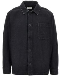 Saint Laurent - Denim Overshirt With Cassandre Embroidery - Lyst