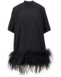 The Attico - Jersey Mini Dress With Feathers - Lyst