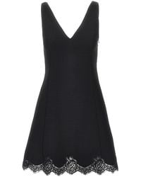 Valentino - Crepe Couture Mini Dress With Lace - Lyst