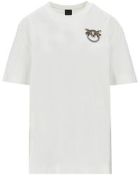Pinko - Jewelled Logo Embroidery T-Shirt - Lyst